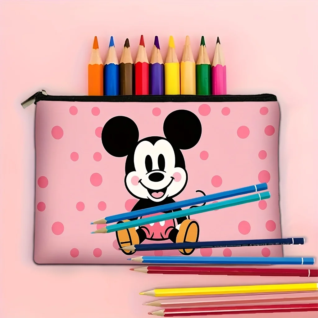 디즈니 미키 마우스 대용량 화장품 가방 - 핑크 물방울 무늬 디자인, 완벽한 여행용 지퍼 보관 가방 - 재미있는 생일 선물