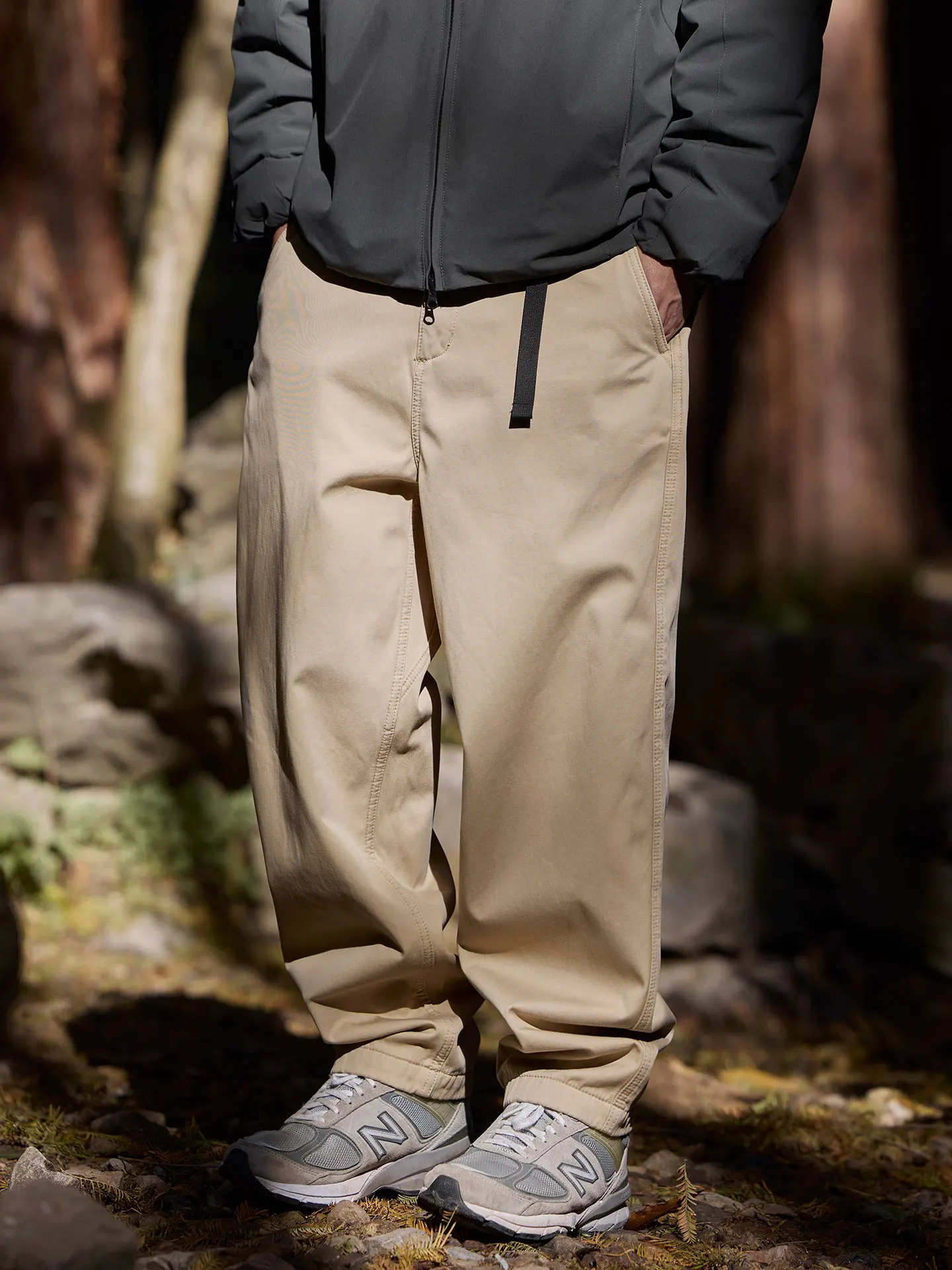 Men's Casual Fleece Lined Brushed Twill Chino Pants Vintage Washed Polyester Cotton Blend Comfortable Loose Fit Long Trousers