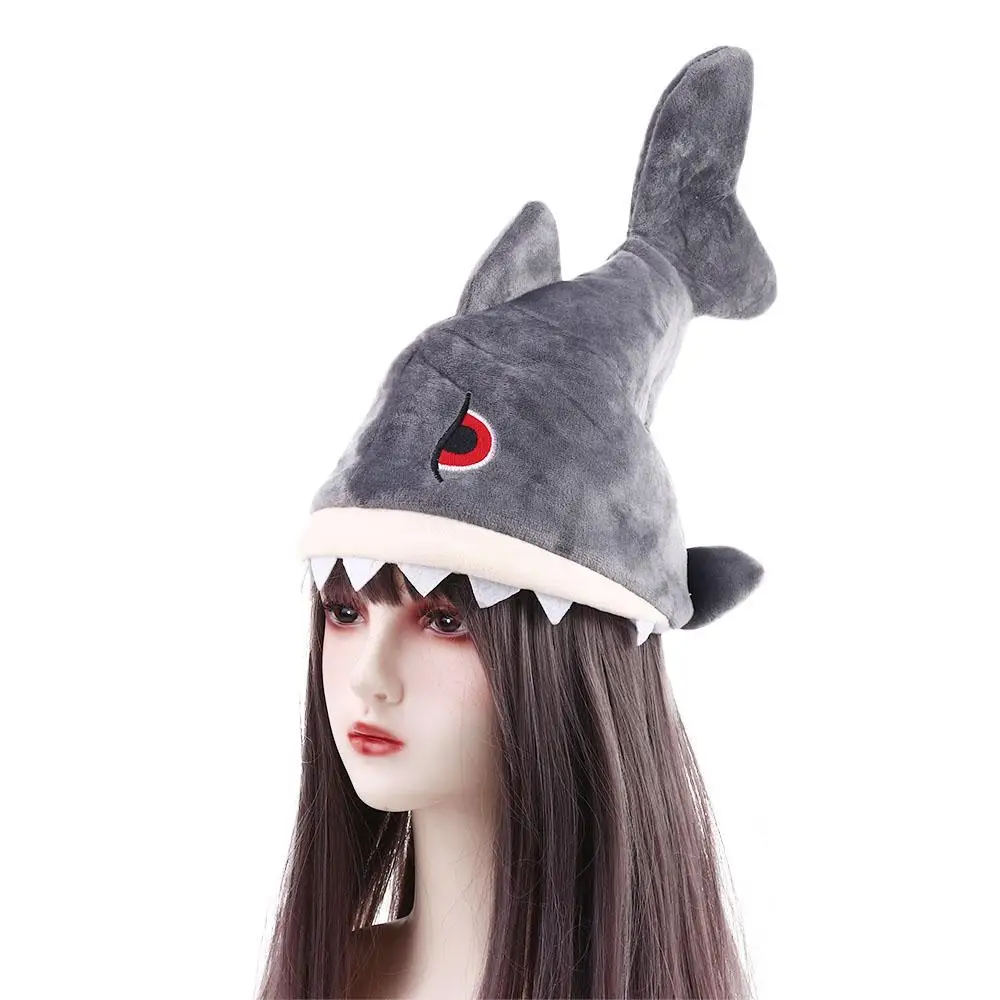 Vestir-se Plush Shark Cap para Cosplay, Evento do jogo Headwear, Plush Toy Animal Hat, Performance Hat, presente de aniversário