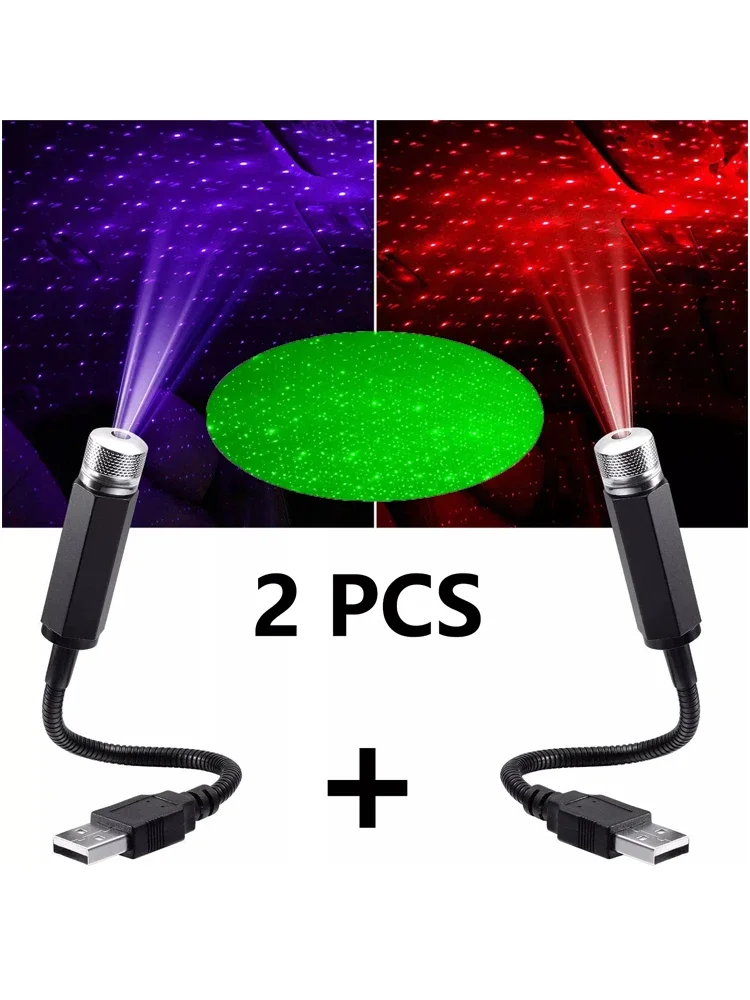 1/2/3pcs 2X Romantic LED Starry Sky Night Light 5V USB Powered Galaxy Star Projector Lamp for Car Roof Room Ceiling