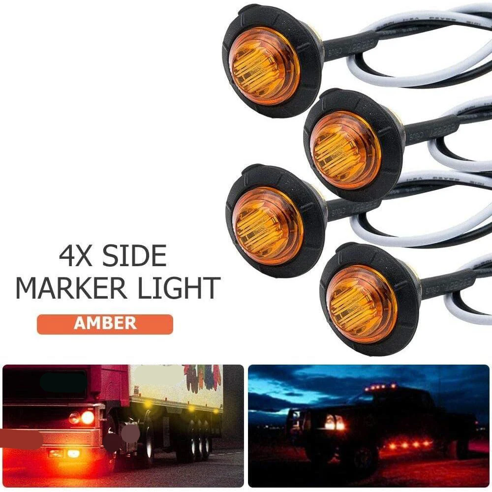 

4 pcs Round Side Marker Lights Round Side Marker Light Universal for Trucks Trailers and Lorries