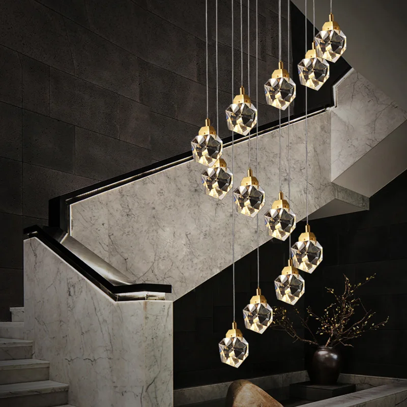 2024 Modern Crystal Chandelier Stair Lamp For Living Room Dining Room Lamp Exhibition Hall Decorative Lamp Winfordo  Lighting