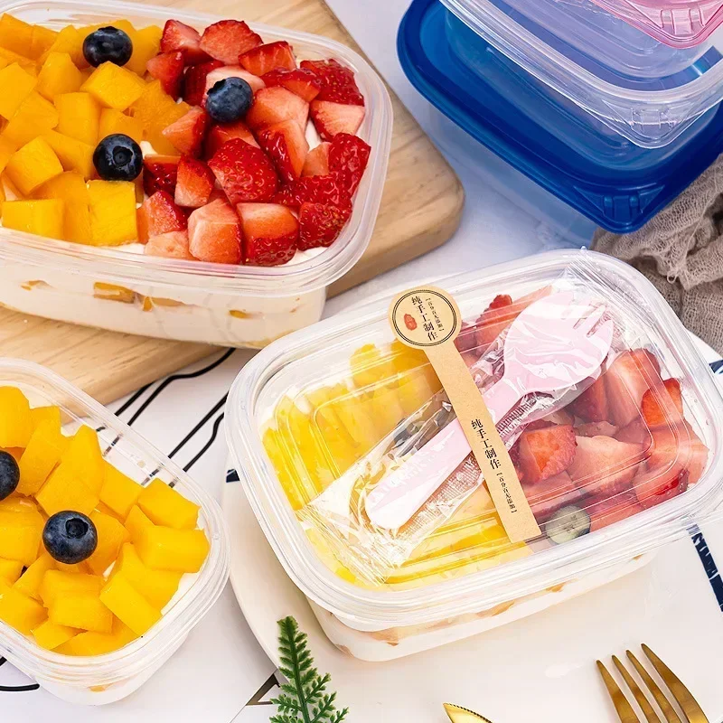 50Sets 280ml Clear Cake Box With Lid Mousses Dessert Packaing Container Cake Baking Boxes Gift Box For Wedding Birthday Party