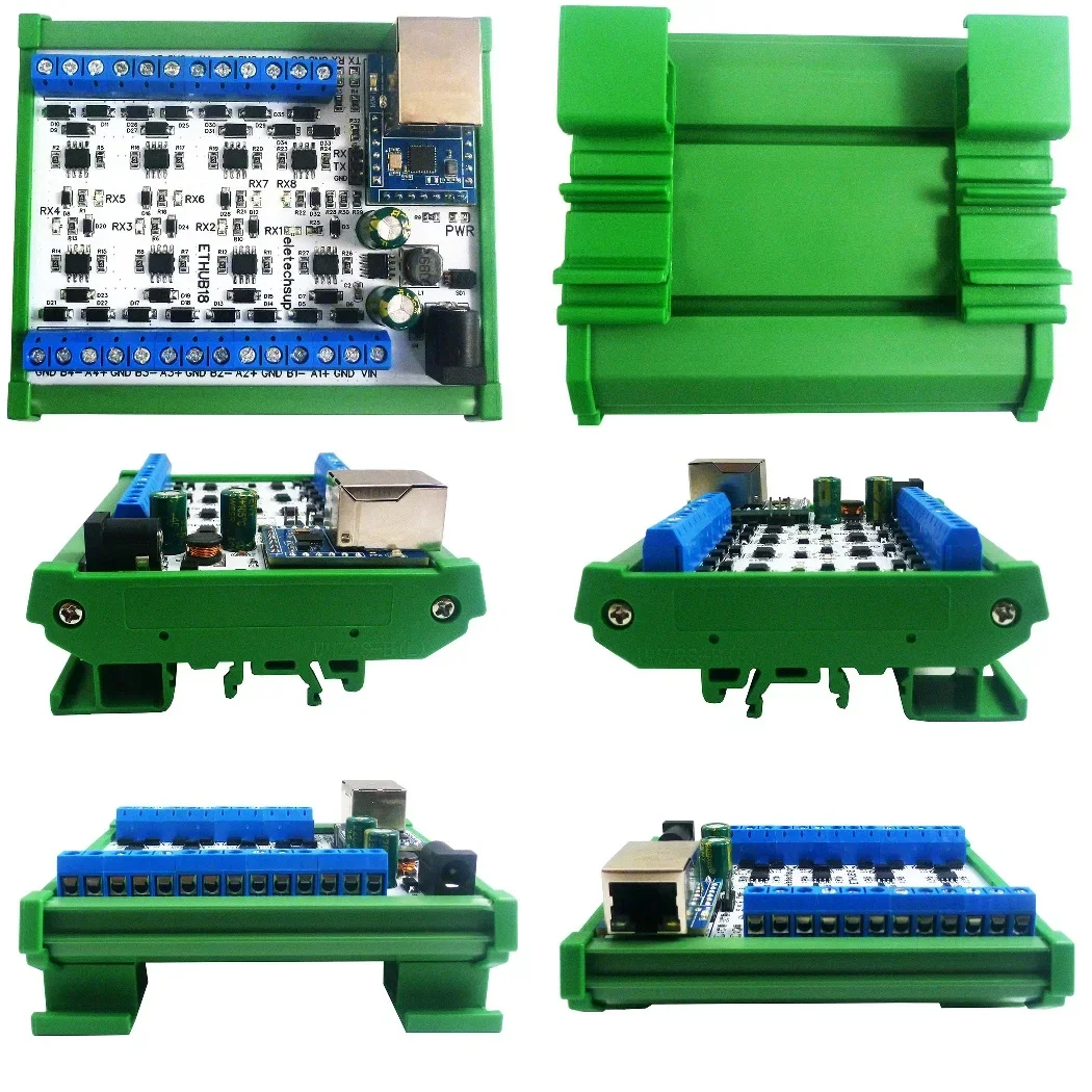 8CH DC12-24V Ethernet Network RS485 HUB Converter For UDP TCP Modbus TCP RTU MQTT HTTP PLC Configuration Software