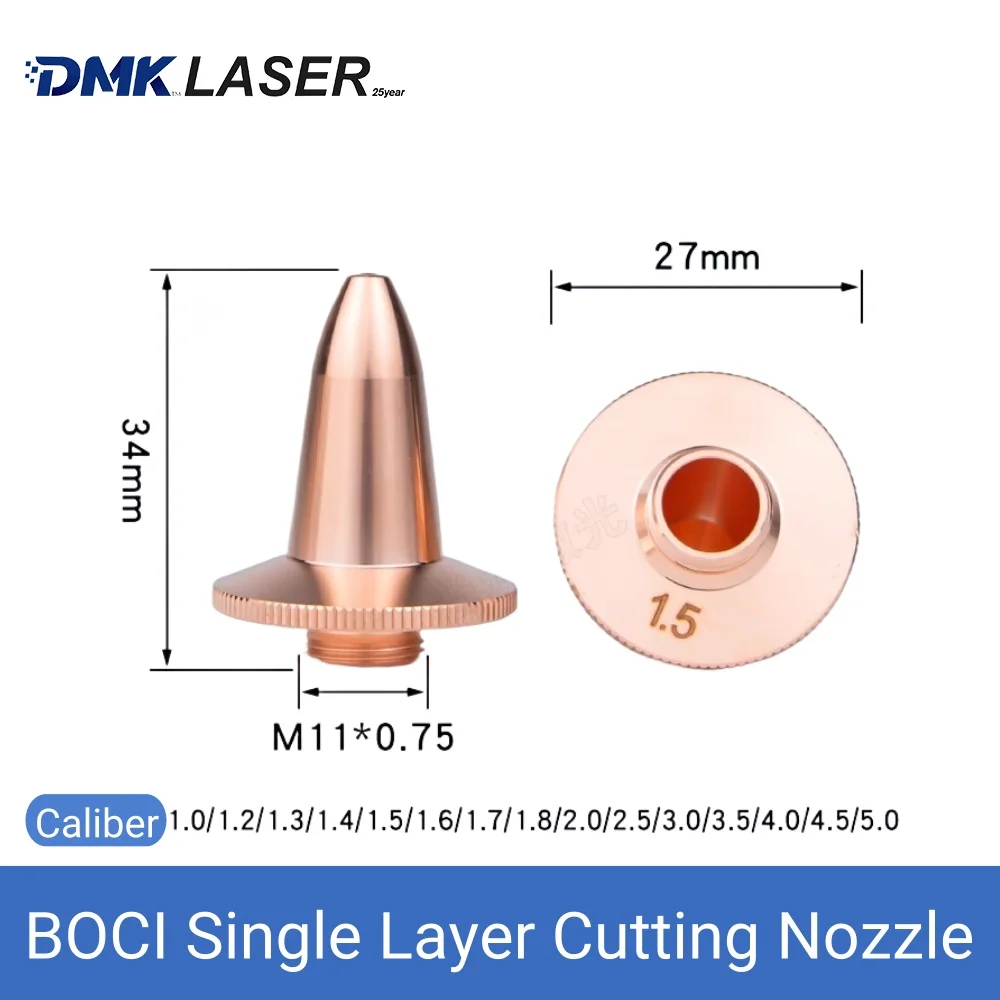 Ugello di taglio Laser BOCI D27 H34 M11 ugelli di smussatura 3D a singolo e doppio strato calibro 1.0-5.0 per testa di taglio Boci in fibra