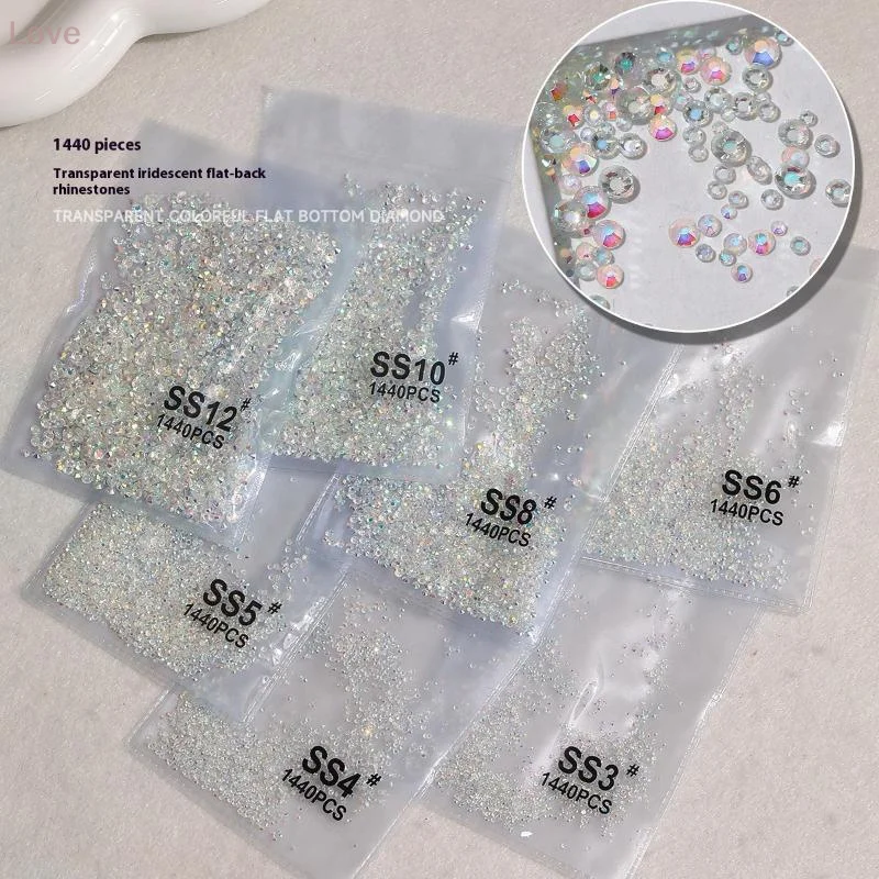 [L & P] 1440 قطعة مسمار الراين كريستال مستدير AB مسطحة القاع مسمار مسمار الأحجار الكريمة الزجاج AB ومجموعة واضحة مسمار الفن السحر DIY بها بنفسك