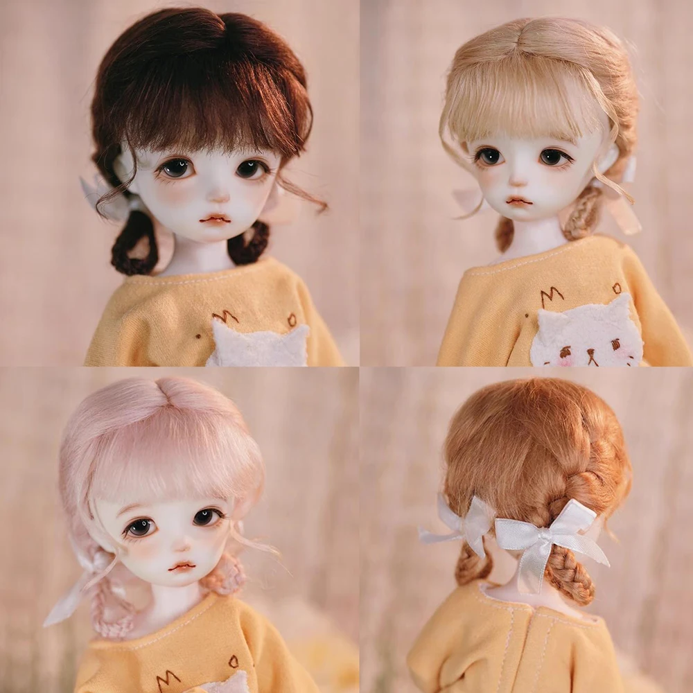 D03-C002 children handmade toy 1/6 doll BJD/SD doll's Accessories gold grey brown Fish bone braid double false hair 1pcs