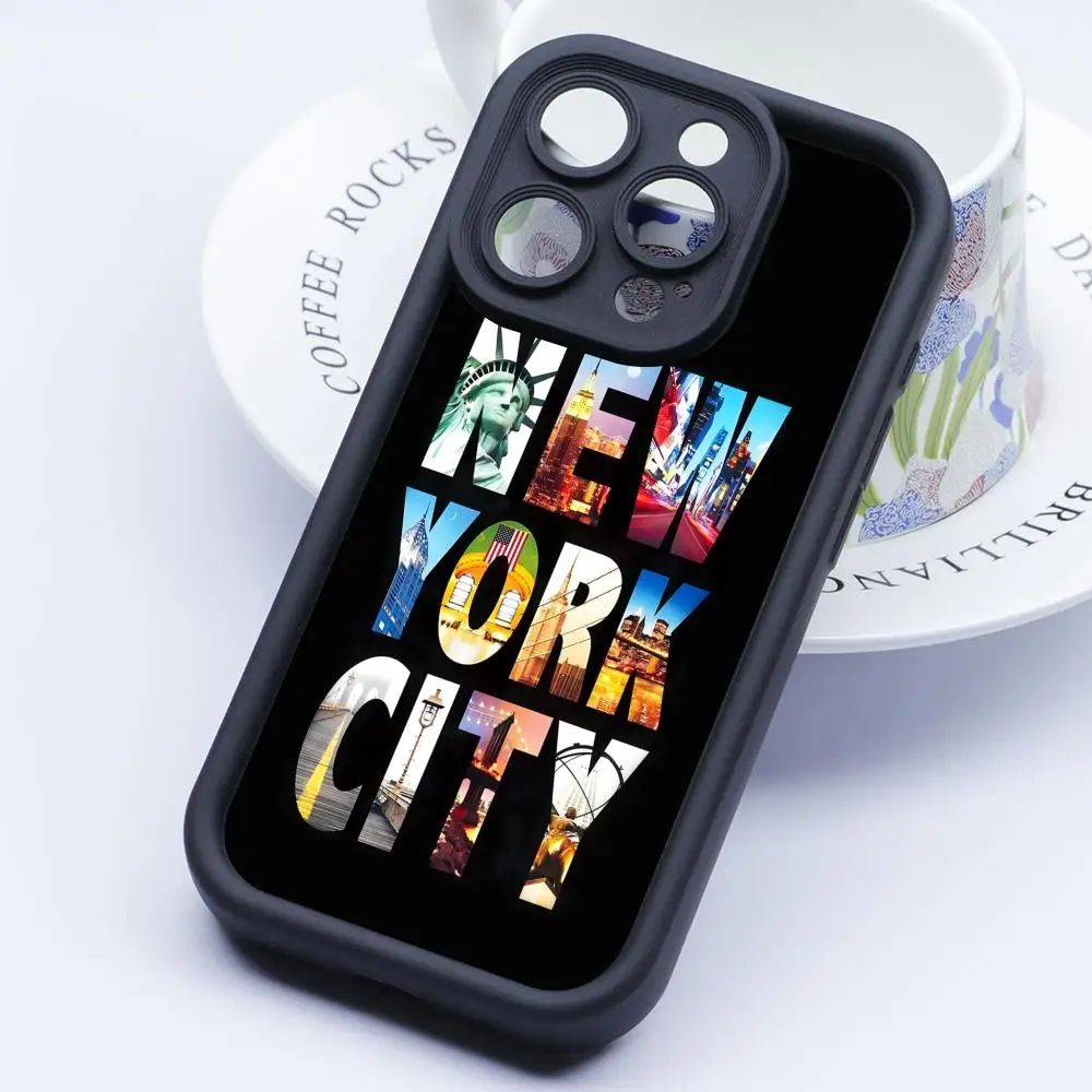 

Чехол для мобильного телефона New York City для iPhone 17, 16, 15, 14, 13, 12, 11 Air Pro Max Plus, утолщенный цветной чехол из ТПУ, красивый роскошный чехол