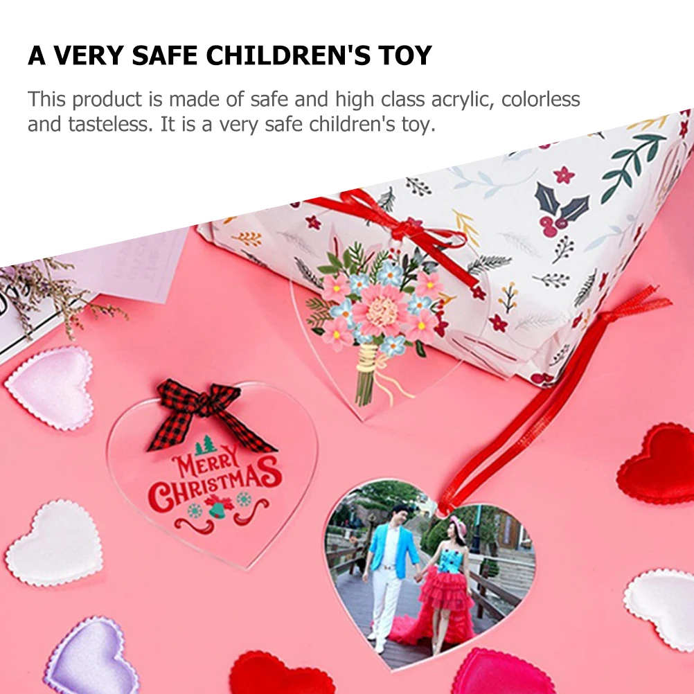 

30 Pcs Heart-shaped Decorative Pendant Keychain Acrylic Blank Tag DIY Painting Decorations Prop
