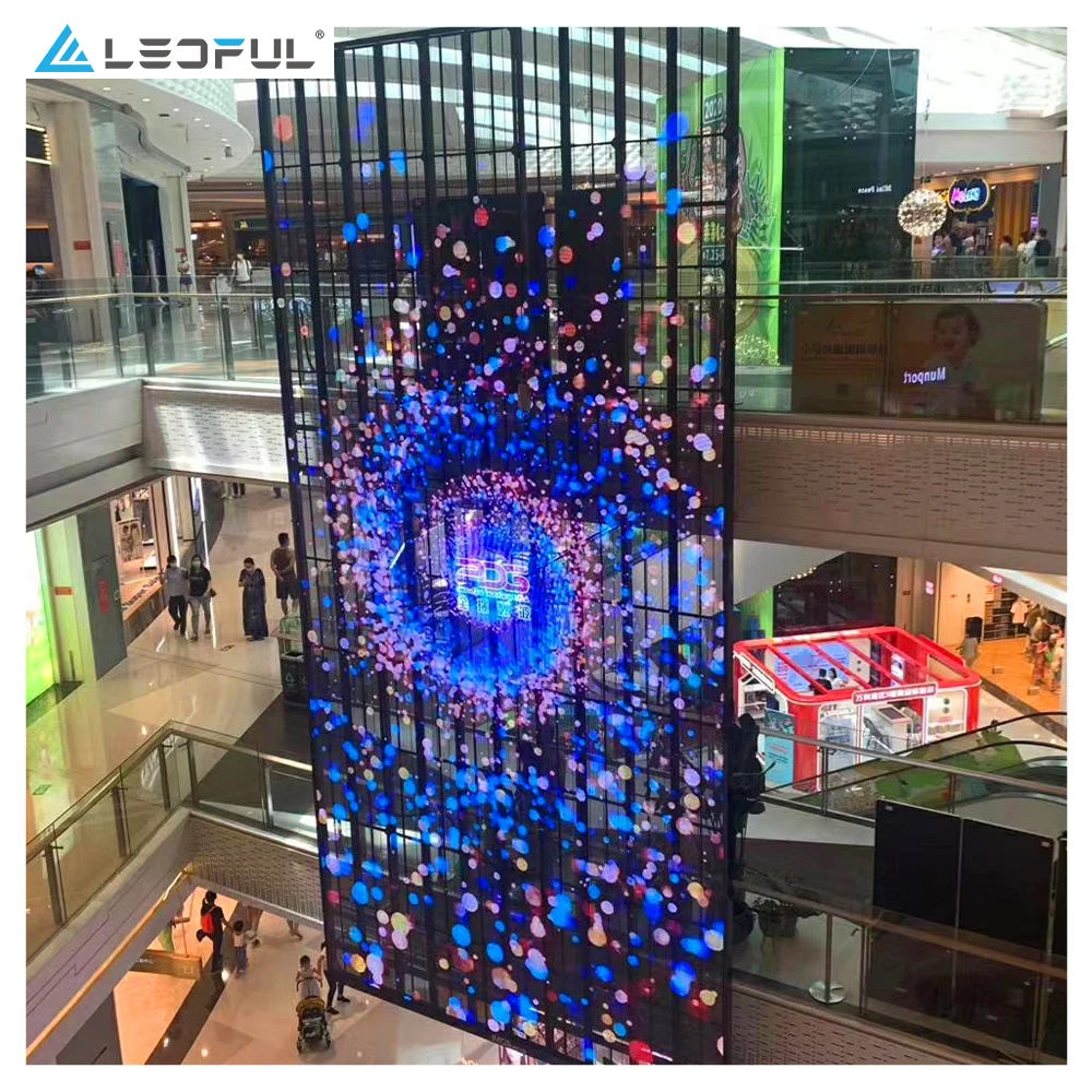 Full Color SMD Advertising Screen Easy Installation Size 500*1000mm P3.9 P7.8 P10.4 Transparent Glass LED Display