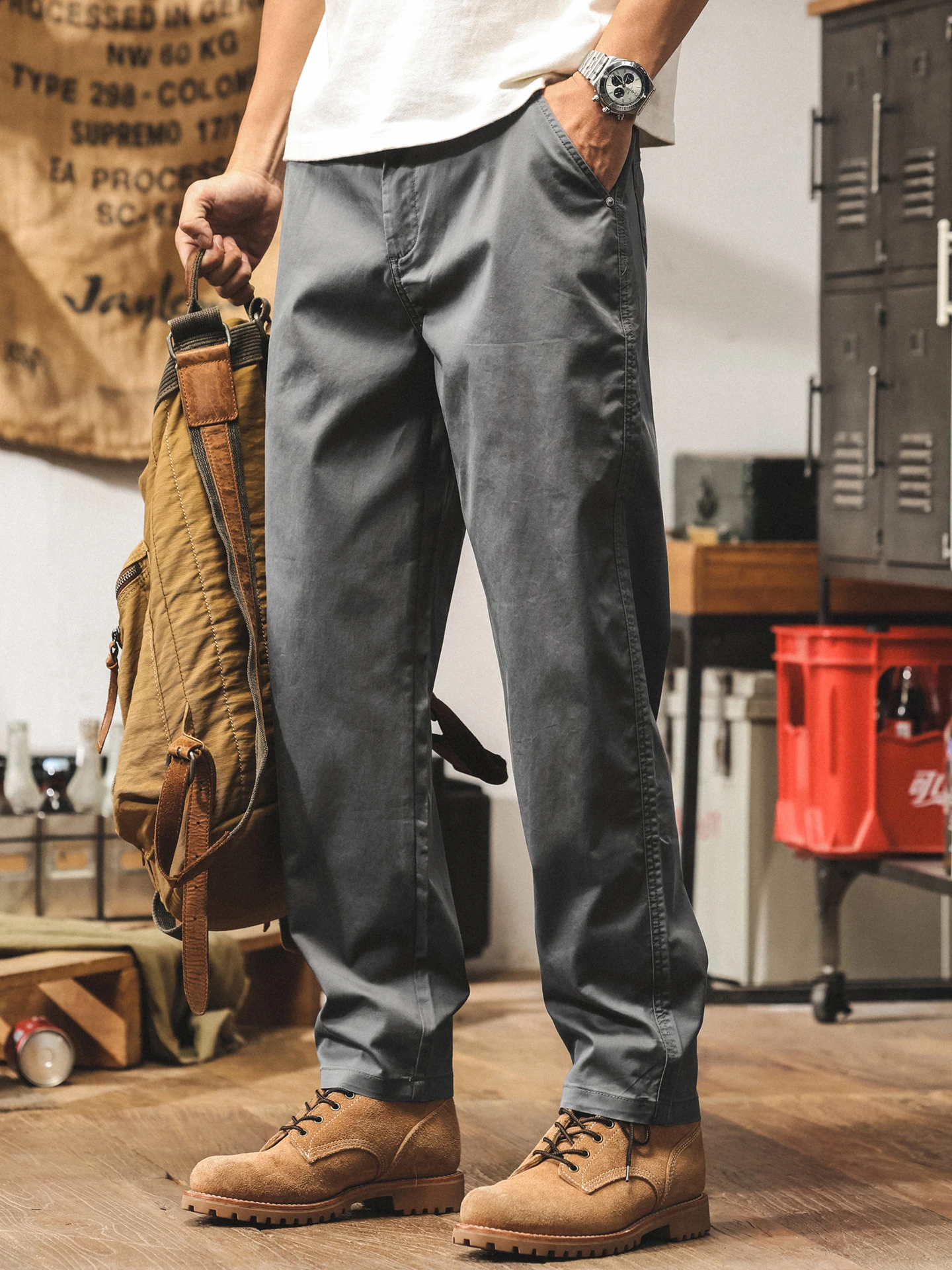 

Summer Thin Ice Silk Cool Feeling Casual Pants American Sle Trendy Straight Tube Match All Loose Men's Leisure Trousers