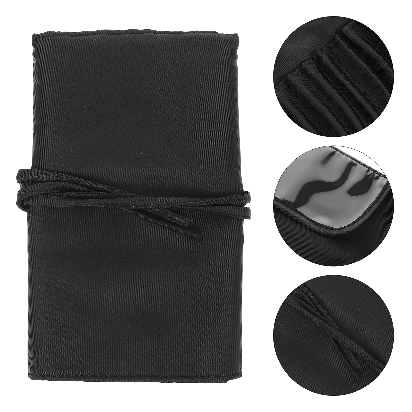 

Makeup Brush Storage Rolling Organizer Fold Holder Travel Waterproof Nylon Brush Bag Artists Beginners Black Pouch