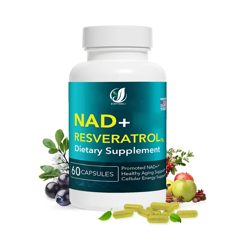 

NAD+Resveratrol Supplement with Quercetin, High Efficacy 500mg, Vegetarian, Non GMO, Gluten Free, 60 Capsules
