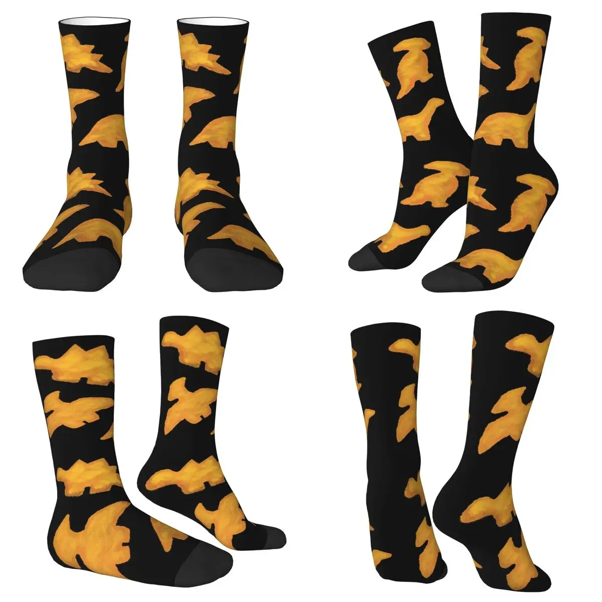 Dino Nuggets 4 piezas Ranch Attack Calcetines Harajuku Medias súper suaves Calcetines largos para todas las estaciones Accesorios para regalo de cumpleaños unisex