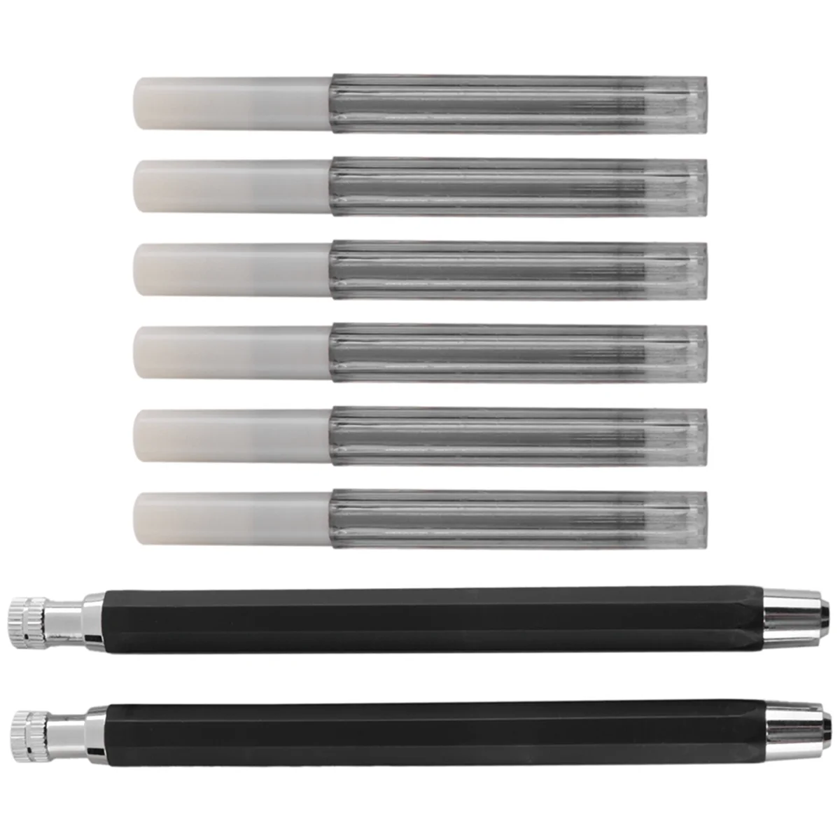 ABJG-2 Pcs 5.6mm Lead Holder Automatic Mechanical Pencil with Sharpener and Charcoal Lead Refill, 6Pcs