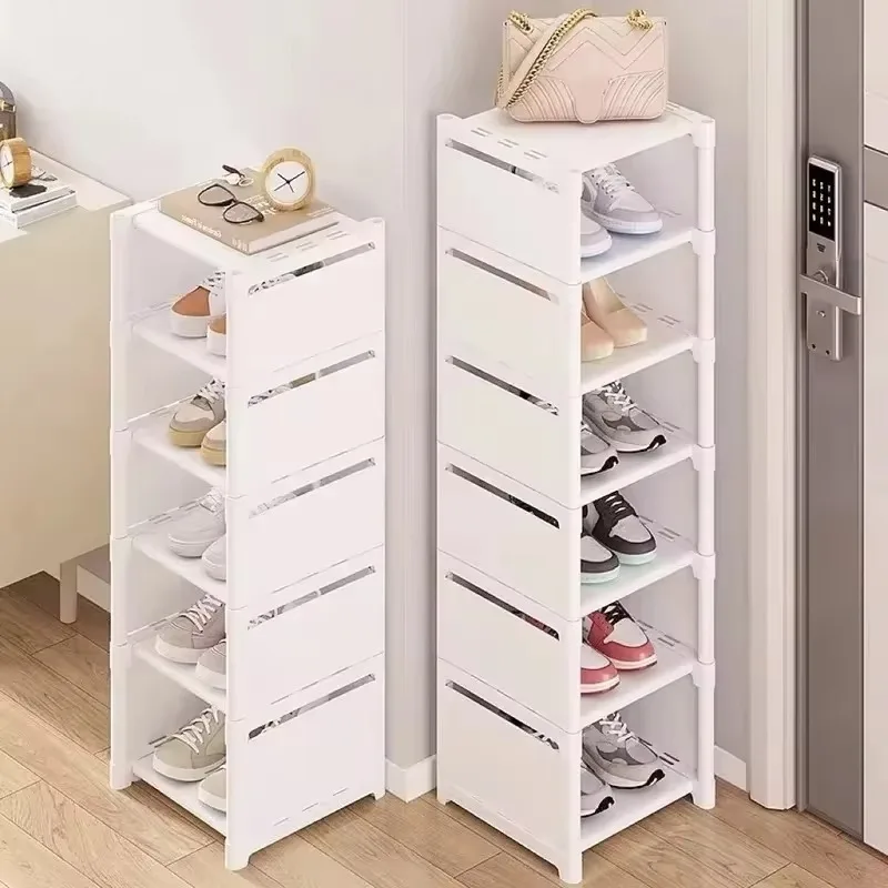 4-8 Layers Shoes Storage Rack Wall Corner Stackable Shoes Shelf Space Saving Shoe Organizer Adjustable Shoe Cabinet Home Items