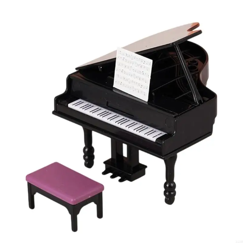 

N1HB Piano Instrument Pretend Play for Kids Role Furniture Model Toy 1:12 Scale Vintage Piano Play Dollhouses