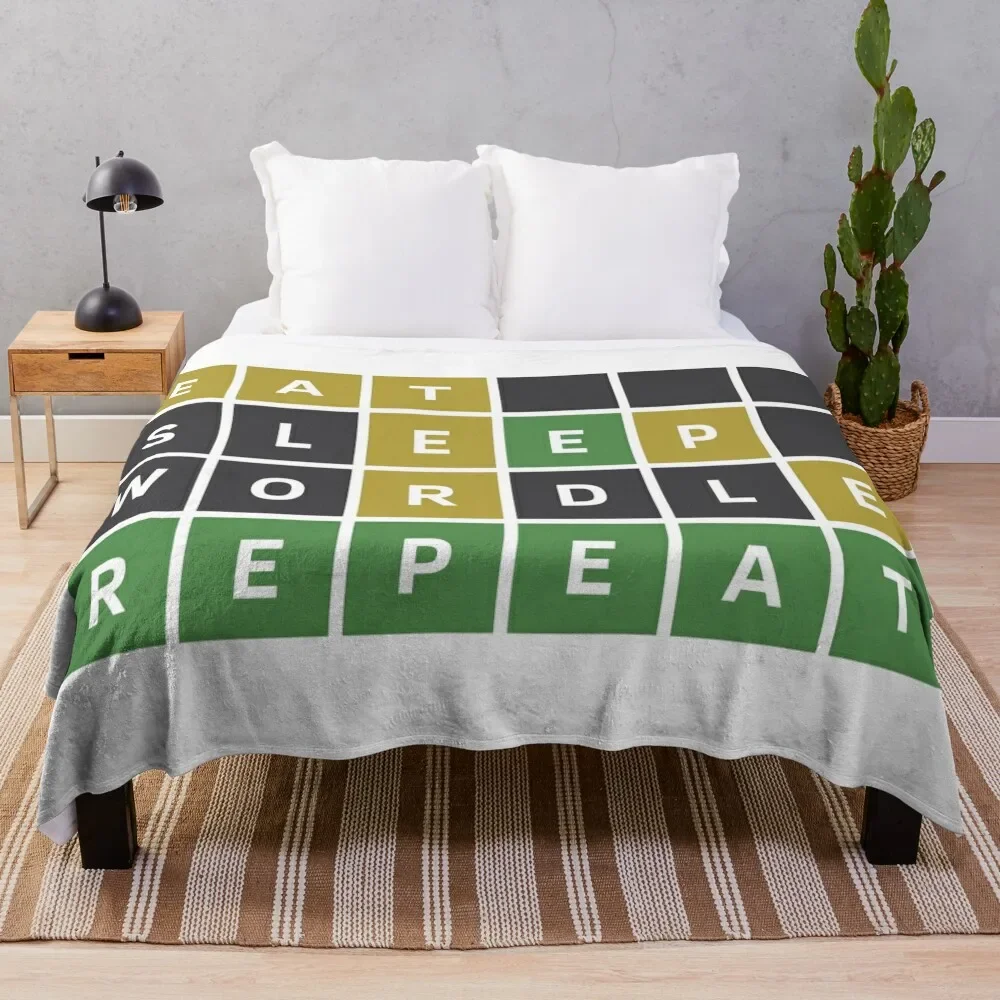 

Eat Sleep Wordle Repeat (Wordle Style) Throw Blanket blankets ands funny gift christmas gifts Single Blankets