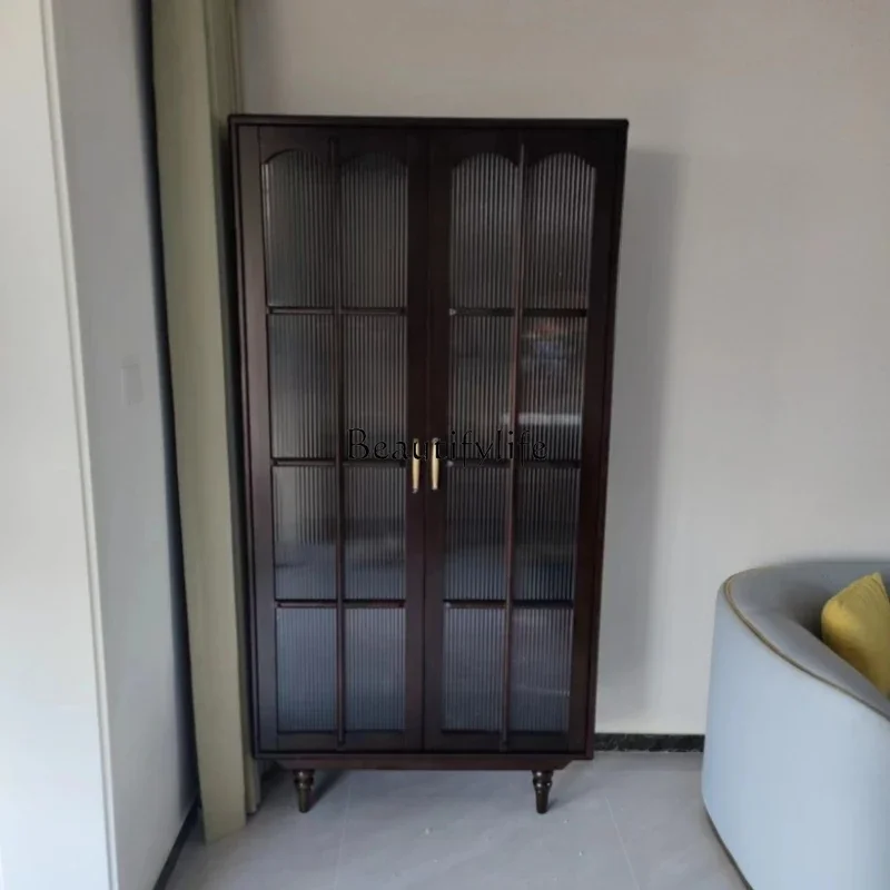 

ls 18French Style Pure Solid Wood Storage Cabinet Simple American Style Large Capacity Storage Bookshelf Figurine