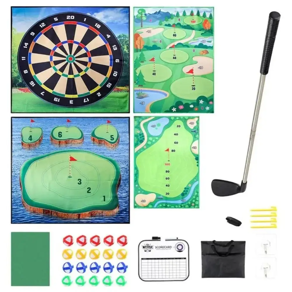 Sticky Practice Golf Chipping Game Mat Set Wearproof Thicken Golf Play Fun Mat Durable 20 Stick Golf Balls Backyard Games Toys