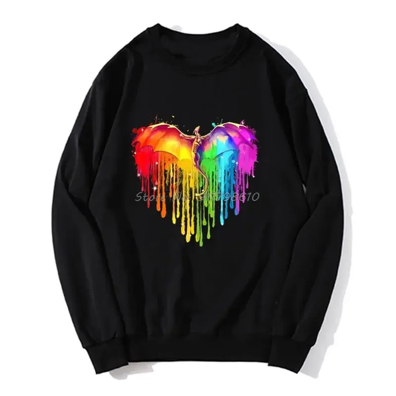 Rainbow Dragon LGBT Heart Shape LGBT Pride Awareness Hoodie Men Hoodie Unisex Oversize Sweater Streetwear Harajuku