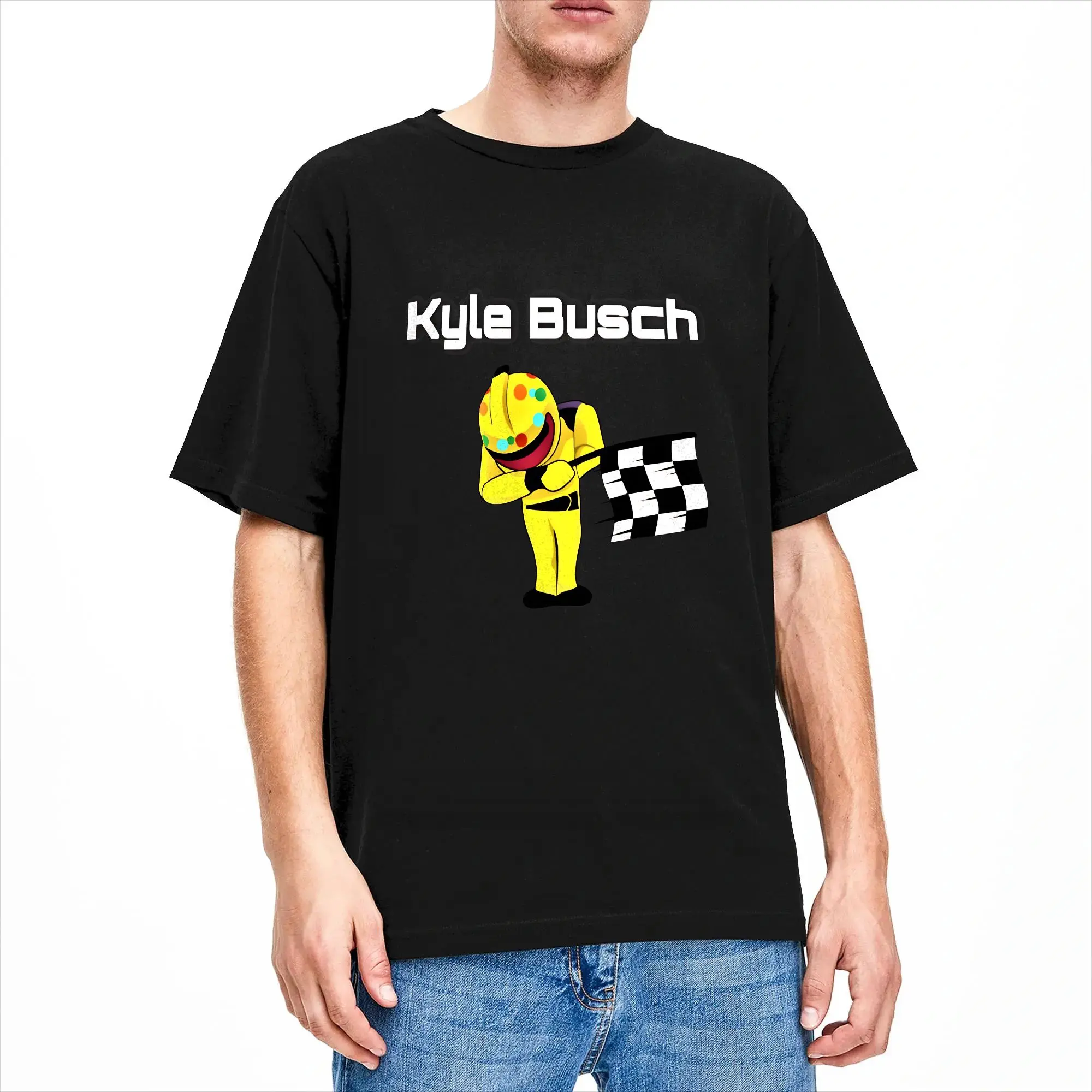 Novelty Kyle Busch Rowdy T-Shirt for Men Round Collar Cotton T Shirt  Short Sleeve Tee Shirt Gift Idea Clothing