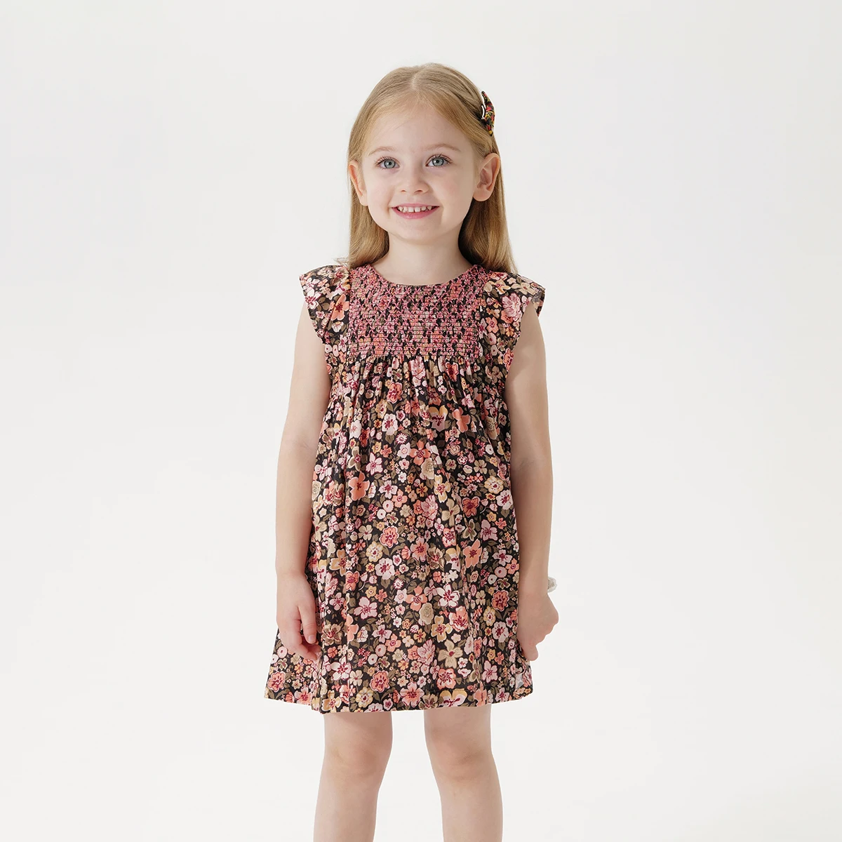 

MARC&JANIE Girls Summer Rustic Style Floral Butterfly Sleeve Pure Cotton Dresses 230782