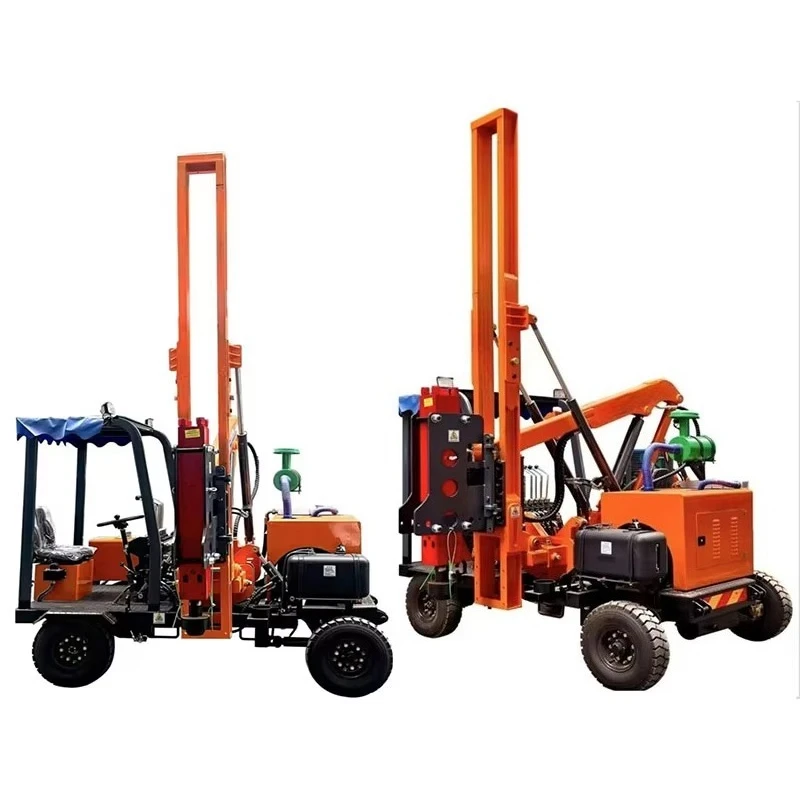 Self Propelled Highway Guardrail Pile Driver Hydraulic Hammer Rammer For Road Safety Barrier Construction Piling Support Rig