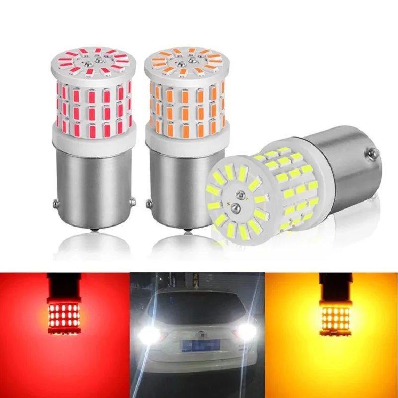 1 szt. 1156 BA15S P21W LED 1157 BAY15D P21/5W 57SMD 3014 oświetlenie samochodowe kierunkowskaz i światła hamowania lampa samochodowa 12V 24V żarówki