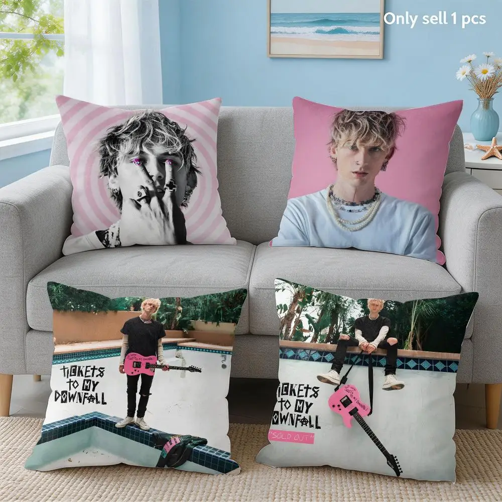 Singer M-Machine gun kelly Cushion Cover Soft Short Plush Throw Pillow Cover Hidden Zipper Cutecore Sofa Bedroom Home Decor