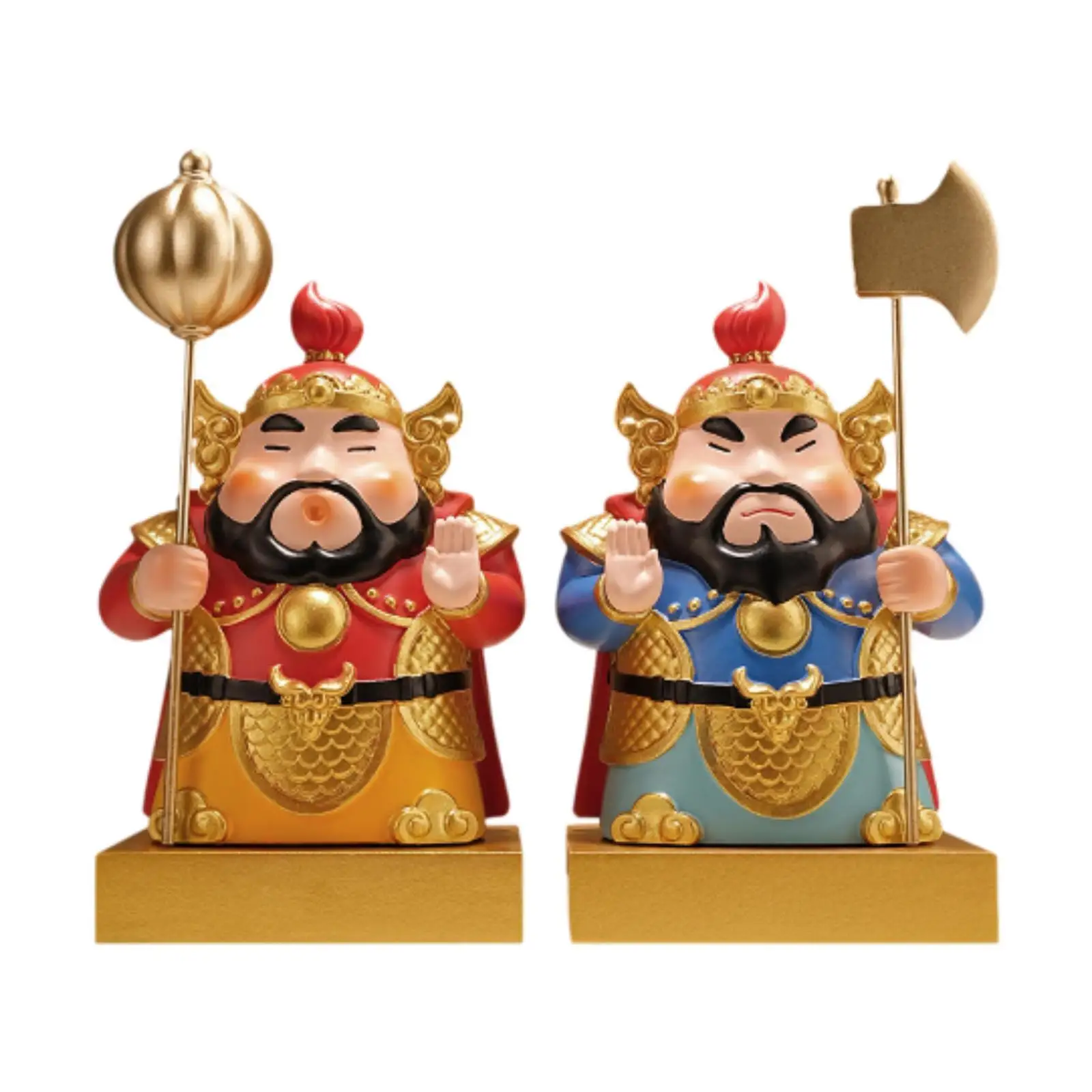 Chinese Door God Statue Table Ornament Collectible Desktop Sculpture Tabletop Figurine for Living Room Office Home Shelf