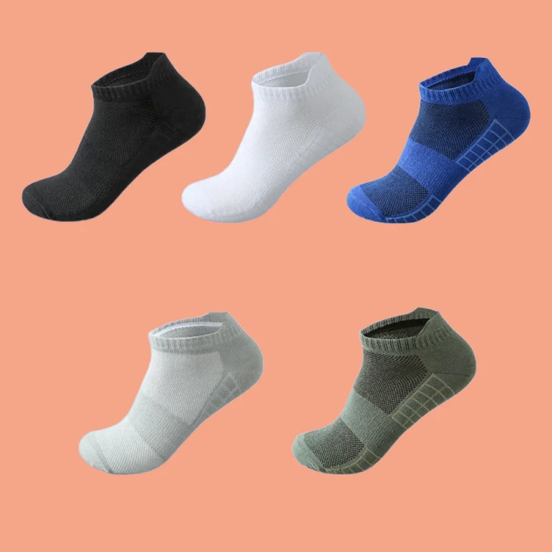 

5 Pairs New High Quality Men Ankle Socks Cotton Sports Socks Mesh Casual Athletic Summer Thin Breathable Cut Short Sokken