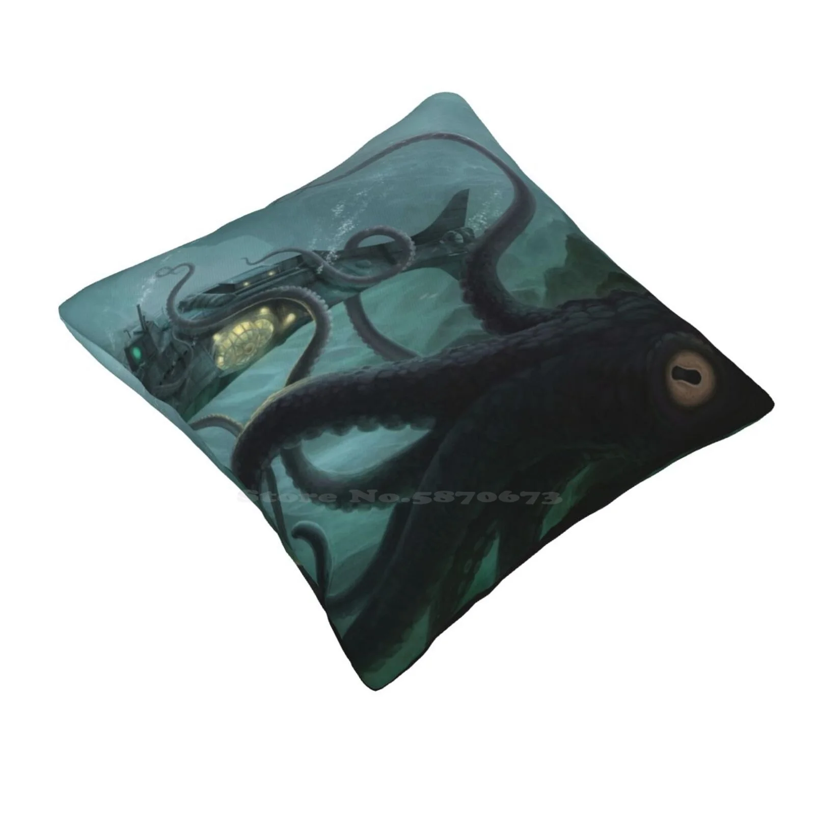 The Nautilus Pillow Cover Hug Pillowcase Science Fiction Sci Fi Submarine Nautilus Captain Nemo Ocean Sea Squid Octopus Classic