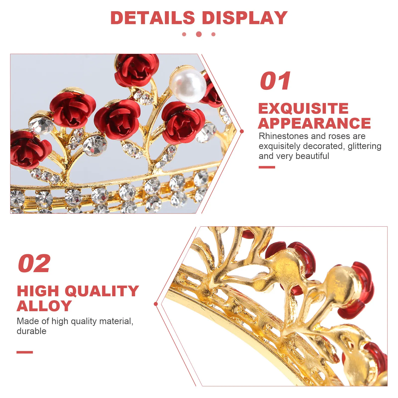 

Elegant Crown Hair Accessory Retro Wedding Bride Women Top-class Material Durable Gorgeous Brightness Engagement Parties