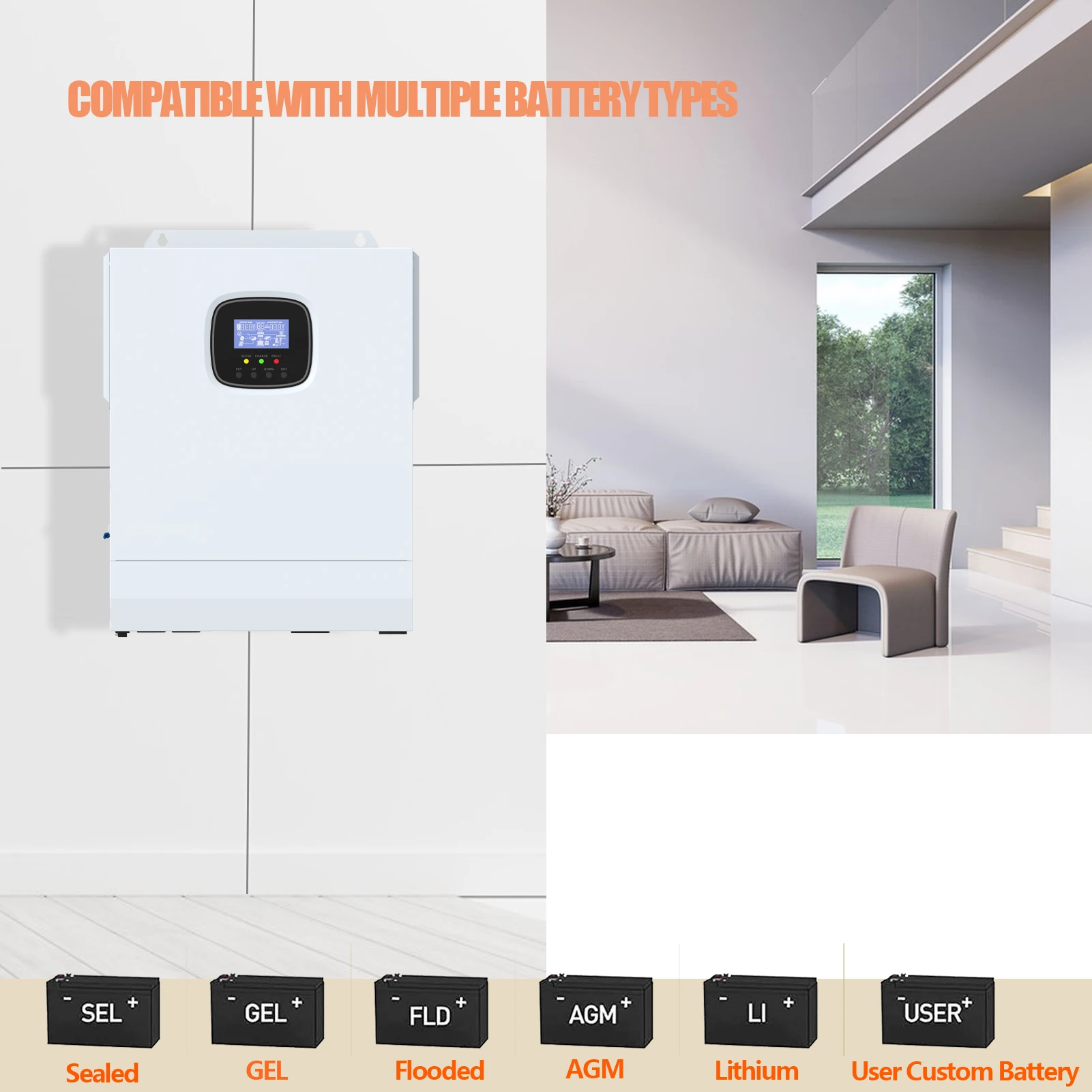 3000W Hybrid Inverter Battery Voltage 24V Built in 40A MPPT Solar Charge Controller Output Voltage 110V/120V