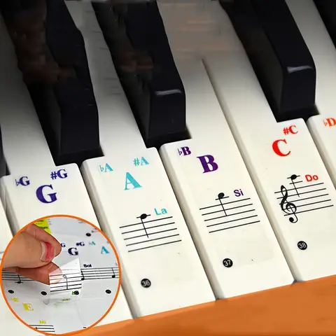 Transparent Piano Keyboard Stickers - Thin Detachable E-Keyboards for 88/61/49 Key Finger Piano