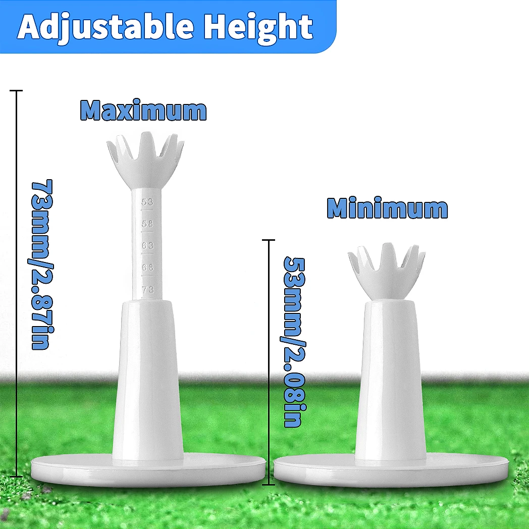 Caiton 2PCS Adjustable Golf Practice Tees, White Golf Tee Set with Height Markings and Stable Base for Driving Range Training