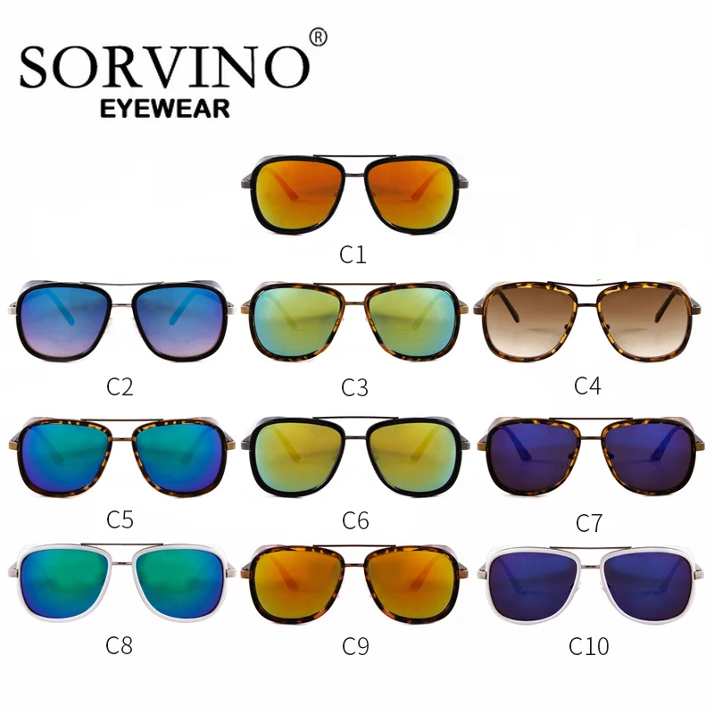 SORVINO Iron Man Sunglasses Fashion Steam Punk Goggle Reflective Coating Cool Sun Glasses for Women Men Leopard Eyewear view 6