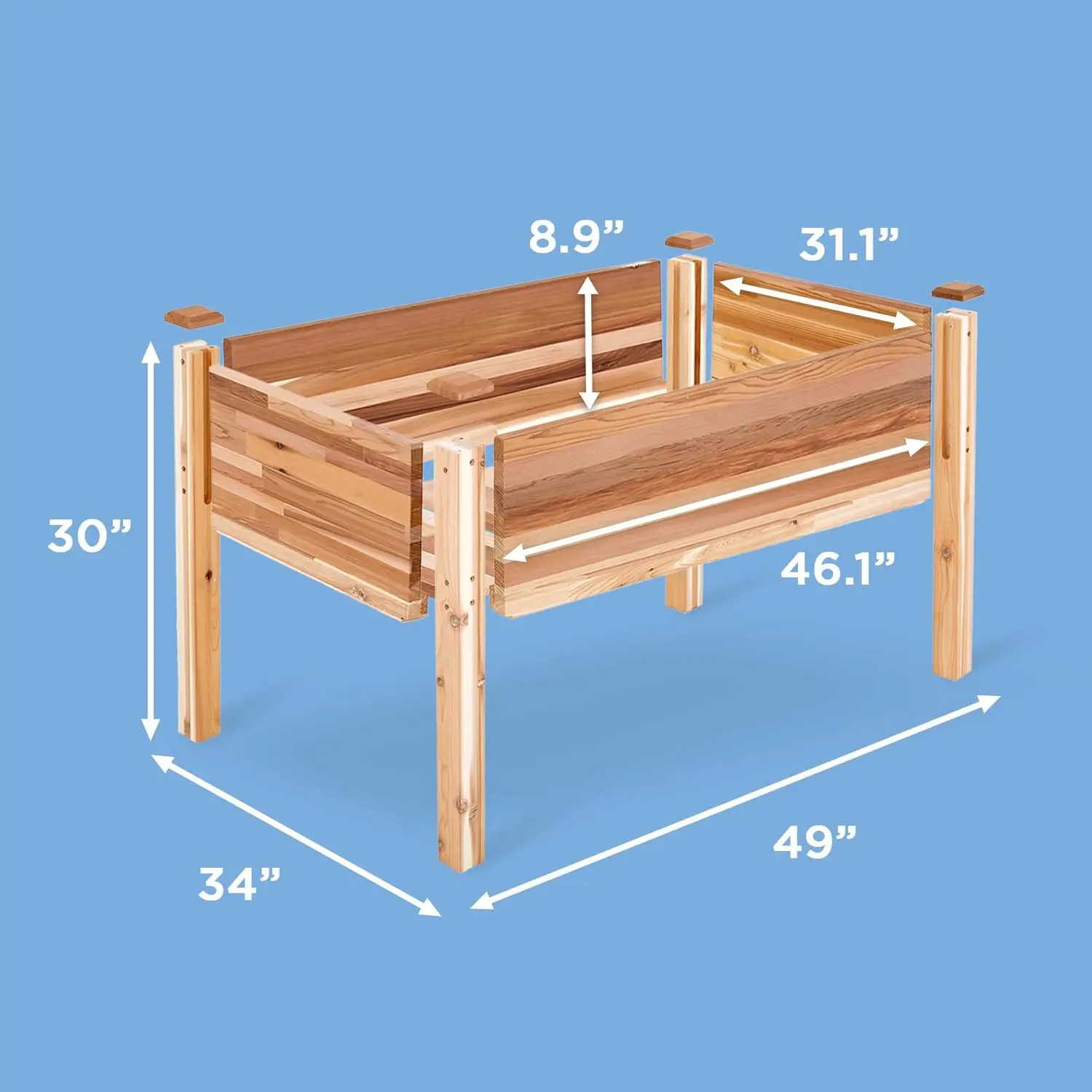 Cama elevada de jardín de cedro canadiense, plantador de madera para cultivar hierbas frescas, verduras