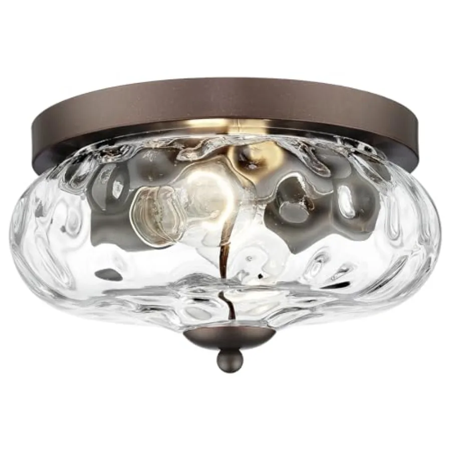 

Ceiling Light Fixtures Flush Mount Indoor Outdoor Ceiling Light with Water Ripple Glass Shade for Hallway Kitchen Bedroom Porch