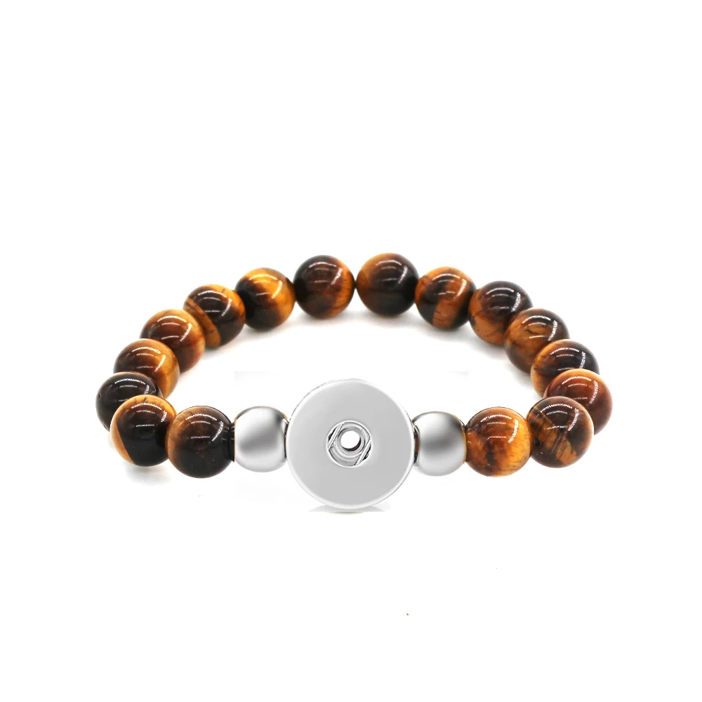 

10 шт./лот имбирный браслет с подвесками красочный тигровый глаз каменный браслет подходит для 18 мм кнопки женские браслеты эластичные ювелирные изделия подарок