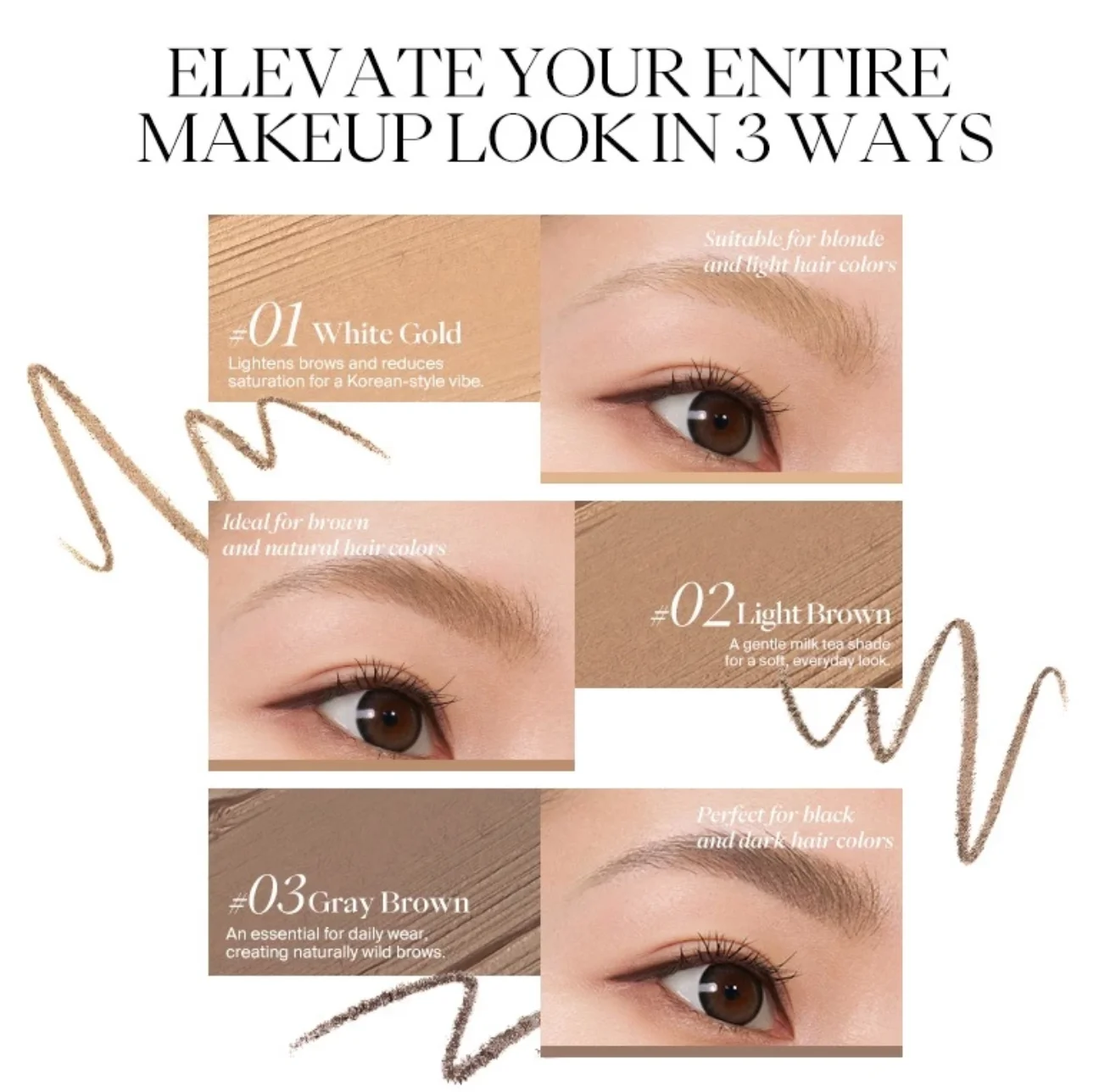 JOOCYEE Eyebrow Pencil Dual-Ended Eyebrow Pencil & Cream 2-In-1 Waterproof Long-lasting Defining Non-Caking 2in1 eye makeup