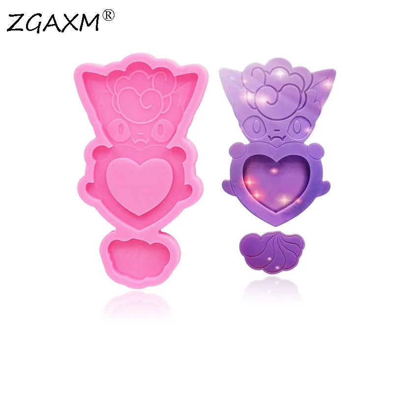 

LM 437- Cute Anime Fondant Chocolate Polymer Clay Mold Shiny keychain epoxy resin kawaii creatures Silicone mold