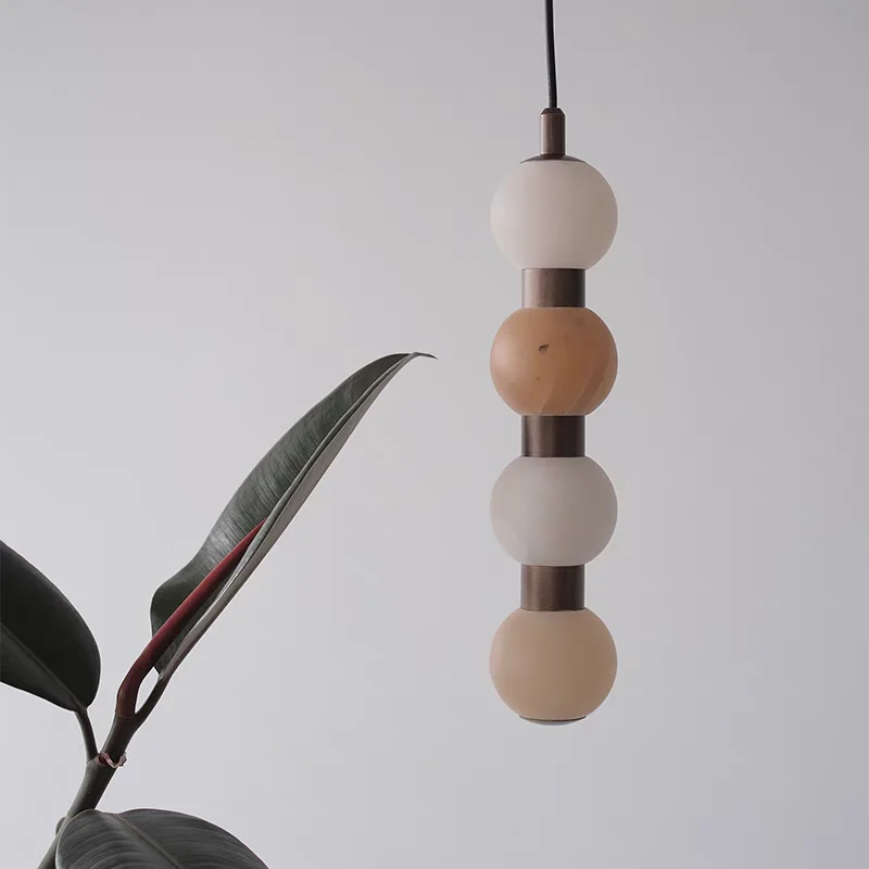 

Spanish Marble Chandelier Nordic Bedroom Bedside Creative Pendant Lamp Retro Sugar-coated Hawthorn 4 Head Lamp