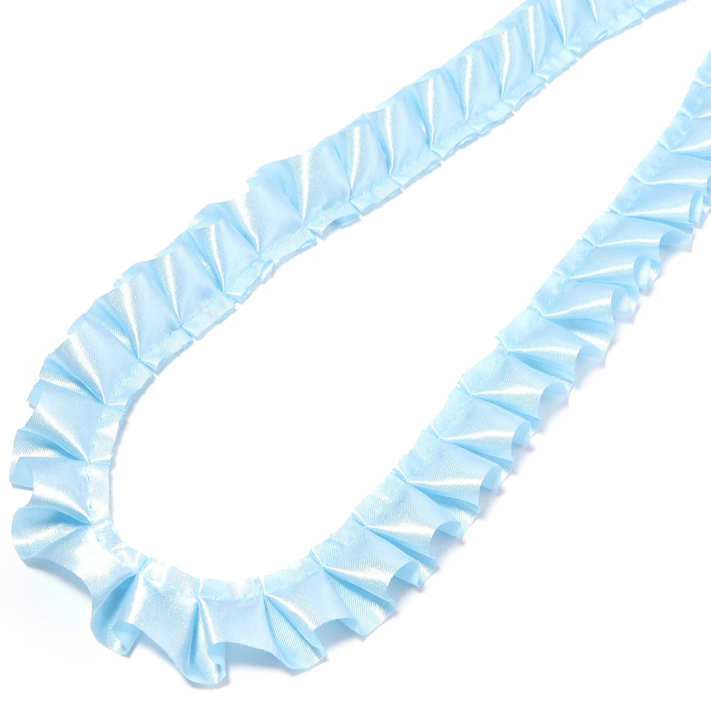 3 Yards 2,5 cm farbiges Satin-Plissee-Spitzenband mit Rüschenbesatz für Kleider, Kleidungsstücke, Nähen, Dekoration, DIY-Bastelarbeiten, Vorhänge, Taschen, Heimdekoration – Detail 9