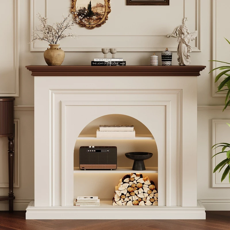 French fireplace decorative cabinet, living room flame fire antique door cabinet, American shelf, facing the door