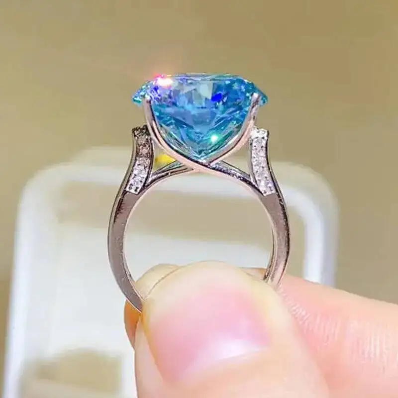 

Кольцо для помолвки из настоящего серебра 925 пробы с круглым муассанитом 5 карат для женщин, роскошное обручальное кольцо с цветочным дизайном, изысканные ювелирные изделия, подарок