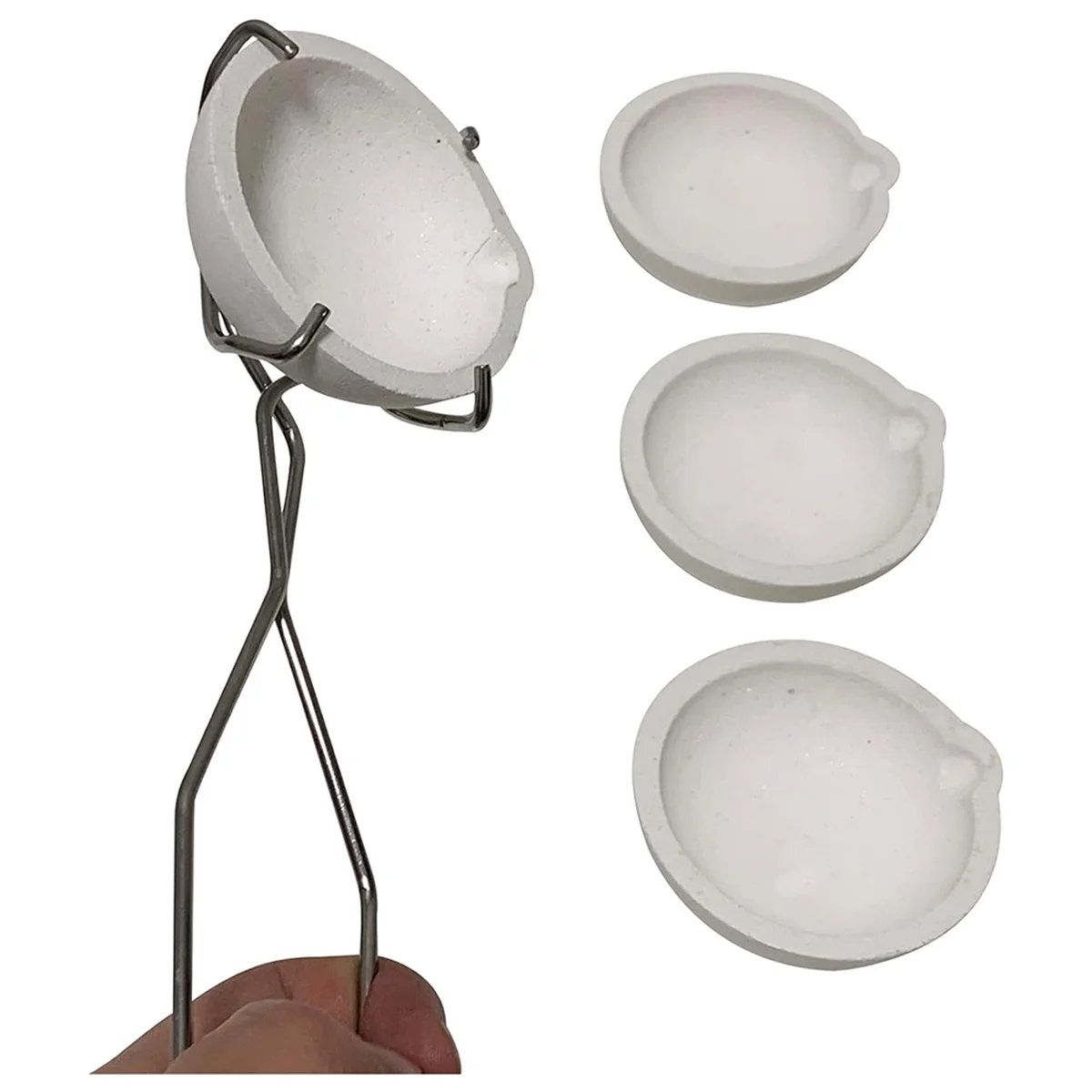 5 pezzi piccolo crogiolo in ceramica fondente ciotola piatto tazza Set fusione oro argento rame con frusta pinze manico 2A