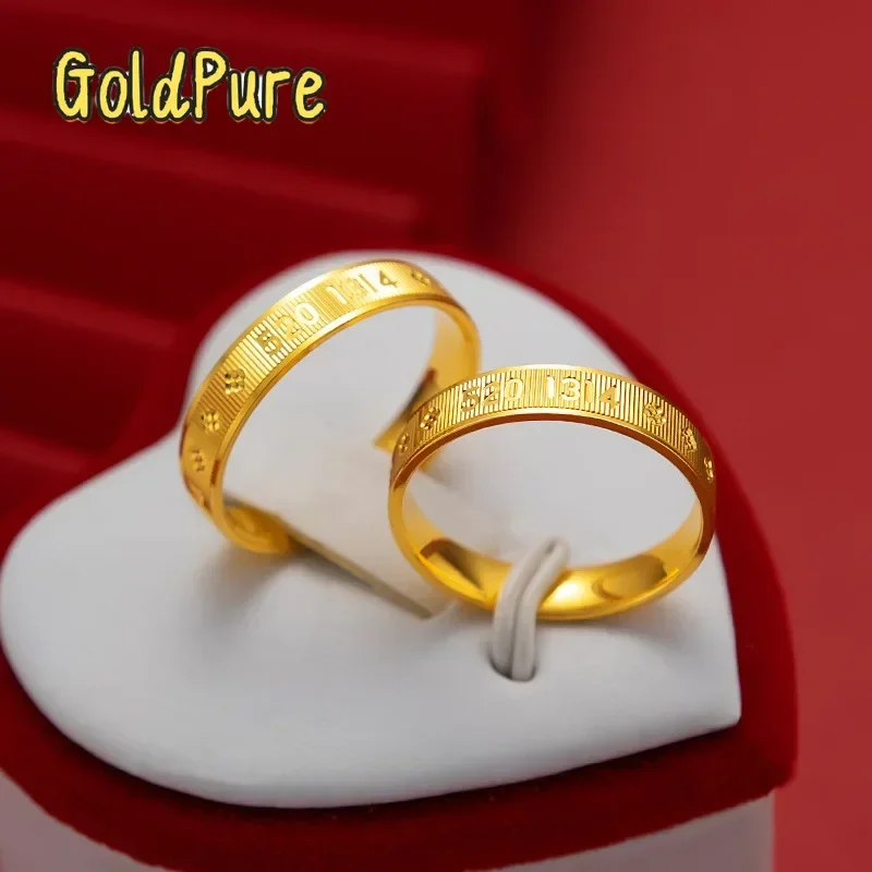

Goldpure Pure Gold Simple Romantic Couple Style 9999 24K Real Gold 520 Love Closed Ring for Men and Women Valentine's Day Gift