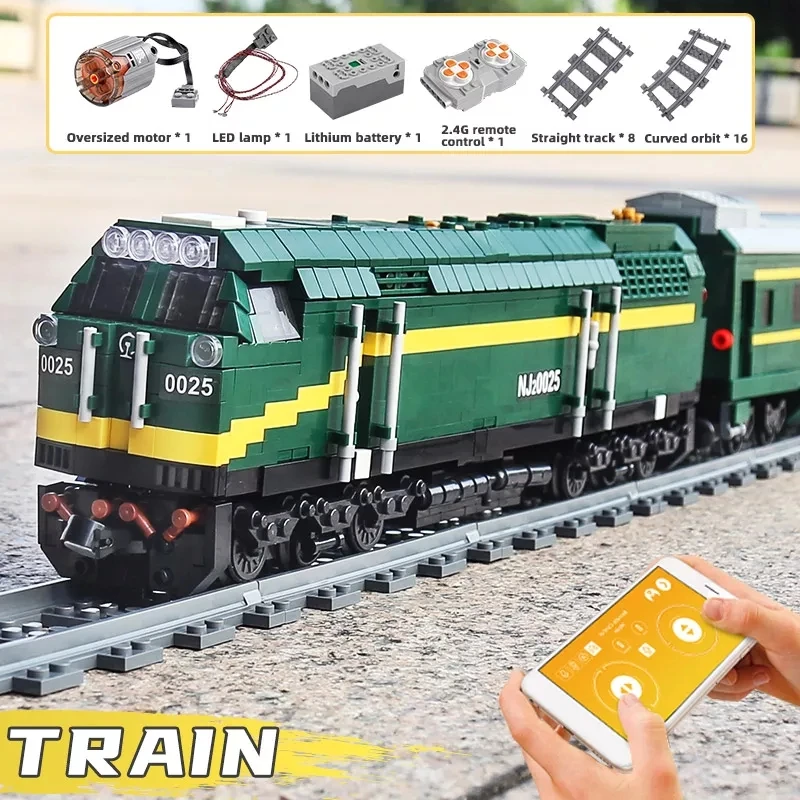 Mould King Green Train World Railway Series Block Model Boys Gift DIY Block Set Boys Girls Teenagers Gift Static version